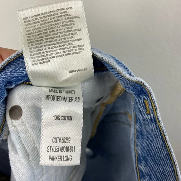 AGOLDE Parker Long Distressed Button Fly Blue Shorts Women’s size 28 - Picture 8 of 15